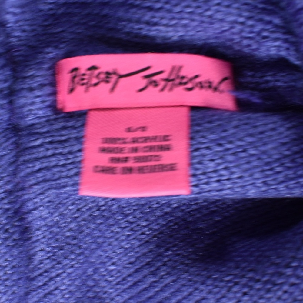 Betsey Johnson Purple Star Knit Trapper Hat Pom Pom Beanie Earflap Tassel New - Picture 4 of 6